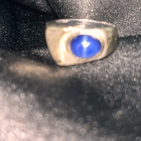 60 yr 14 karat white gold star sapphire men’s pinkie ring 6 grams total weigt - Picture 1 of 5